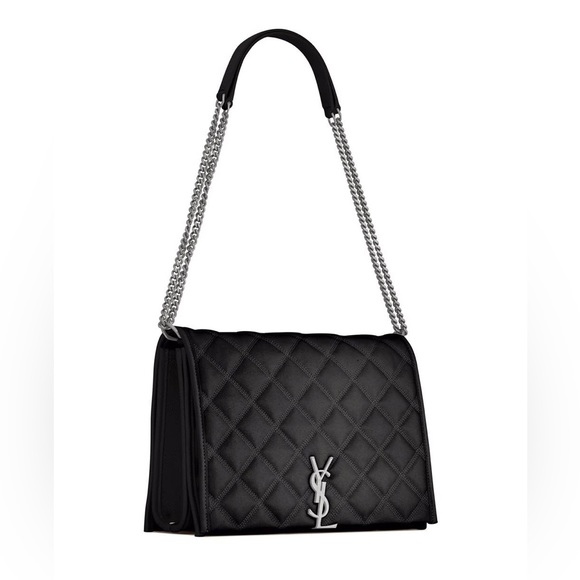 Saint Laurent Becky Quilted Shoulder Bag with leather and chain-link strap - Picture 2 of 15